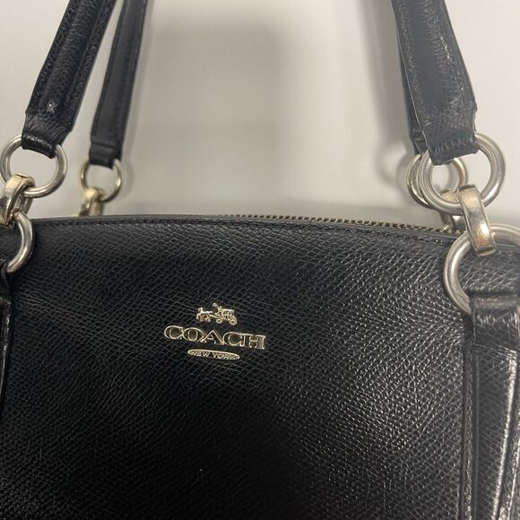 COACH F57520 SMALL BAG CHRISTIE CARRYALL IN CROSSGRAIN LEATHER BLACK - Picture 3 of 16